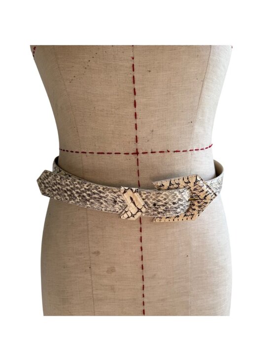 Ritz Snake Skin Belt With Gold-Tone Buckle M/L Size Cream & Black Pattern main image 9